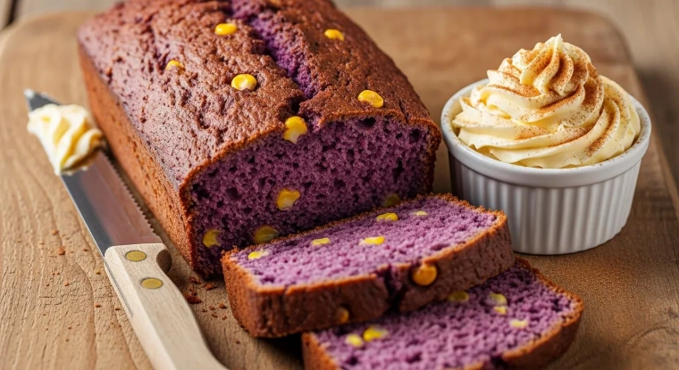 Pan de Elote Morado con Mantequilla de Canela
