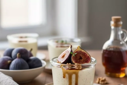 Panna Cotta de Maple y Vainilla con Higos Asados al Balsámico y Tomillo