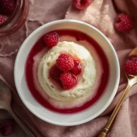 Imagen de Panna cotta de vainilla con frutos rojos servida en plato