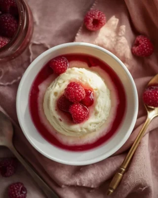 Panna cotta de vainilla con frutos rojos