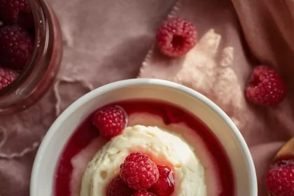 Imagen de Panna cotta de vainilla con frutos rojos servida en plato