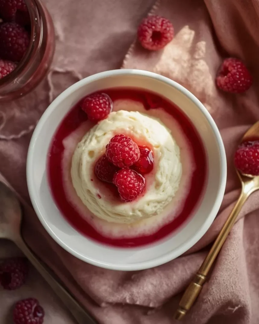 Imagen de Panna cotta de vainilla con frutos rojos servida en plato