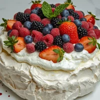 Imagen de Pavlova de frutos rojos servida en plato