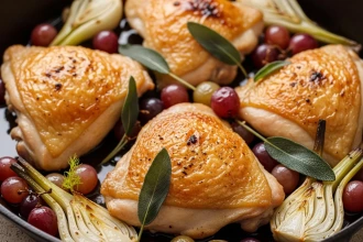 Pollo Al Horno Con Uvas Hinojo Y Salvia