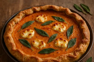 Tarta Rústica de Calabaza, Camote y Queso de Cabra