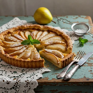 Tarta Rústica de Pera, Nuez y Caramelo Salado