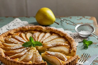 Tarta Rústica de Pera, Nuez y Caramelo Salado