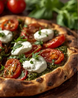 Tarta rústica de tomate, burrata y pesto 2 Tarta rústica de tomate, burrata y pesto