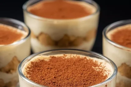 Imagen de Tiramisú en vasitos servida en plato