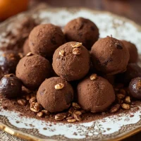Imagen de Trufas de chocolate amargo y naranja servida en plato