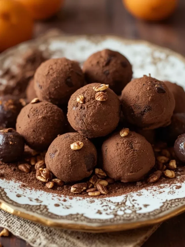 Imagen de Trufas de chocolate amargo y naranja servida en plato