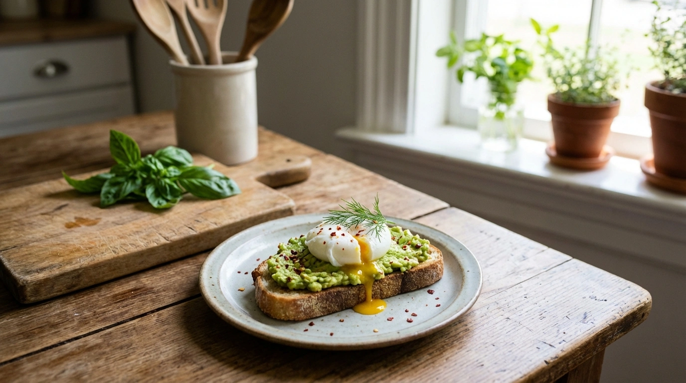 enjoy a delicious avocado toast with poached egg, a healthy and tasty combination perfect for breakfast or brunch.