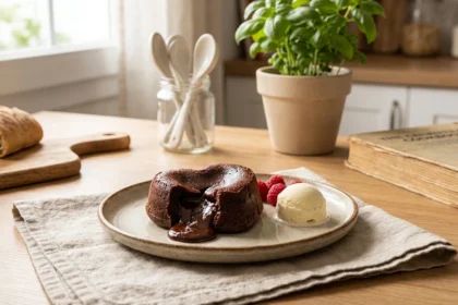 disfruta de nuestro delicioso corazón de chocolate fundido, un postre irresistible que combina el sabor intenso del chocolate con un centro suave y derretido. ¡perfecto para los amantes del chocolate!