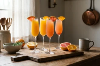 deliciosos mimosas de toronja y naranja, la bebida perfecta para tus celebraciones y mañanas especiales.