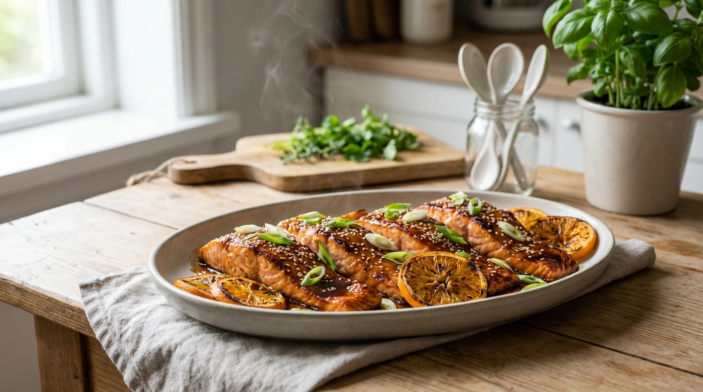 deliciosa receta de pescado glaseado con salsa de soya y miel, perfecta para una comida fácil y rápida llena de sabor.