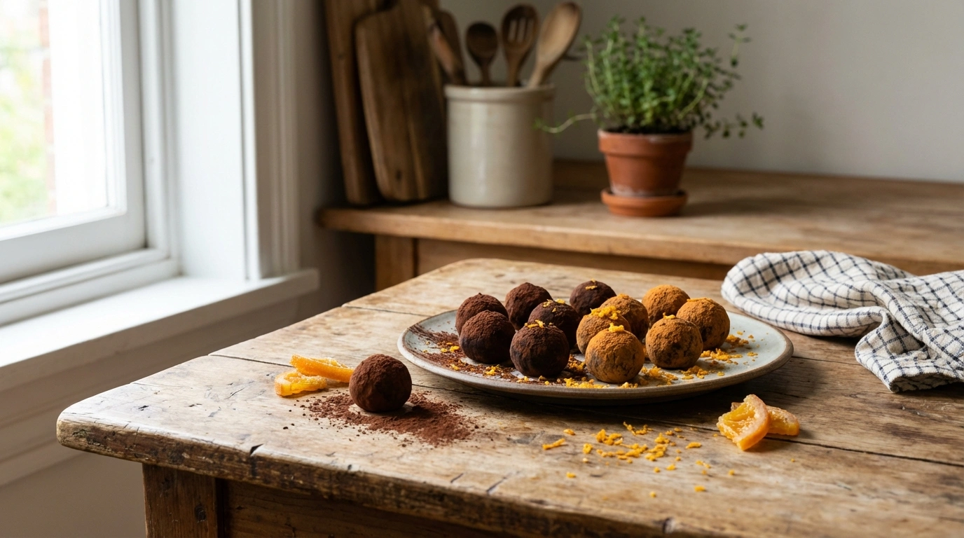 deliciosas trufas de chocolate y naranja, una combinación perfecta de sabores intensos y cítricos que conquistarán tu paladar.