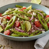 Ensalada fresca de nopalitos cocidos y quinoa roja