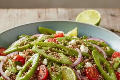 Ensalada fresca de nopalitos cocidos y quinoa roja