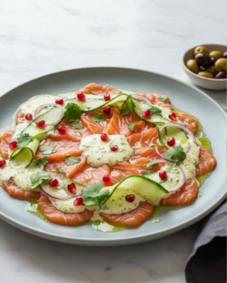 Salmon Tiradito with yellow pepper and lemon