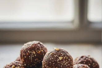 Bolitas de trufa de chocolate cubiertas de amaranto