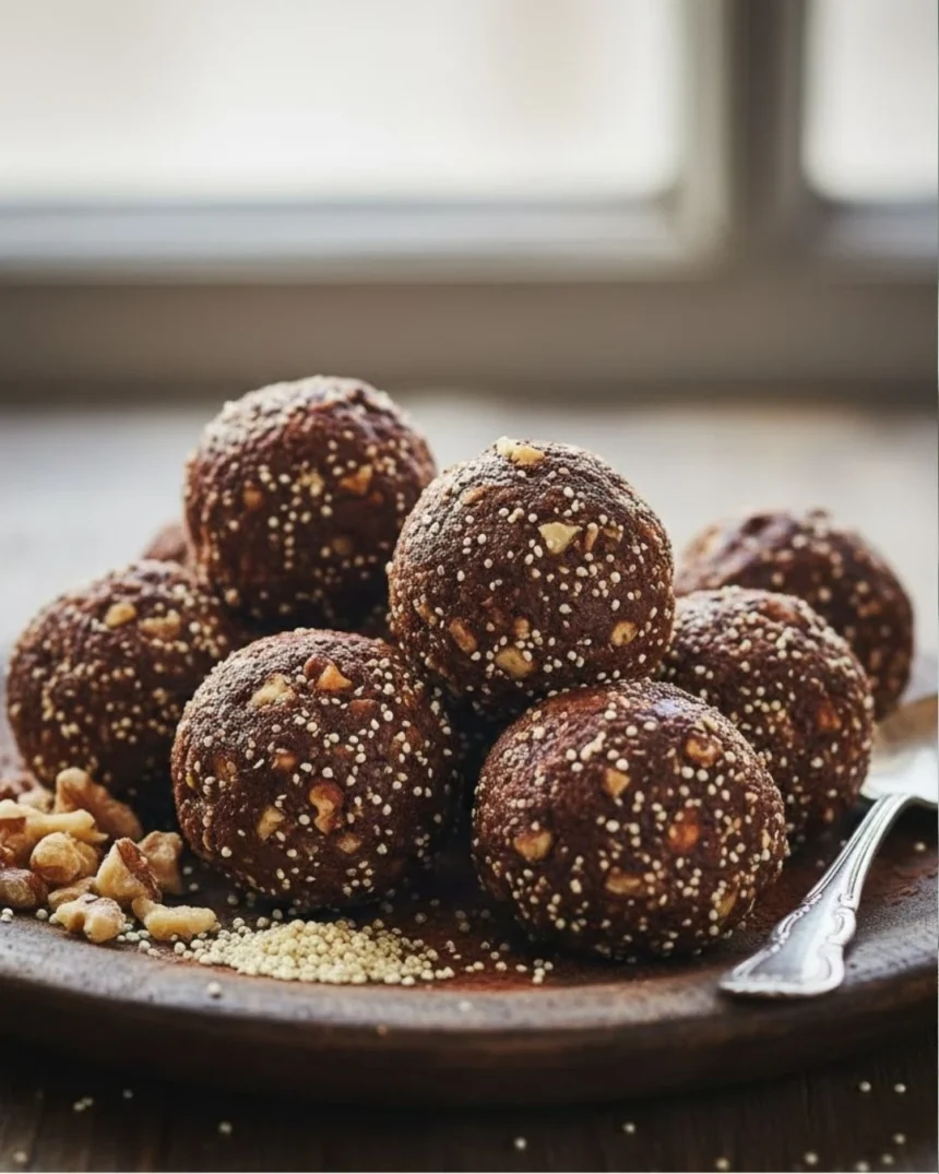 Bolitas de trufa de chocolate cubiertas de amaranto
