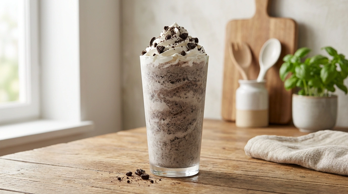 Malteada Cremosa de Galleta Oreo con Topping 20 disfruta de una malteada cremosa de galleta oreo, coronada con un delicioso topping que hará de cada sorbo una experiencia irresistible.