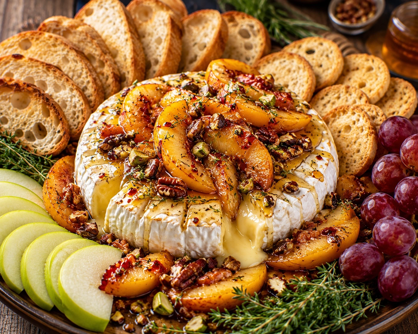 Brie Horneado Con Miel Picante