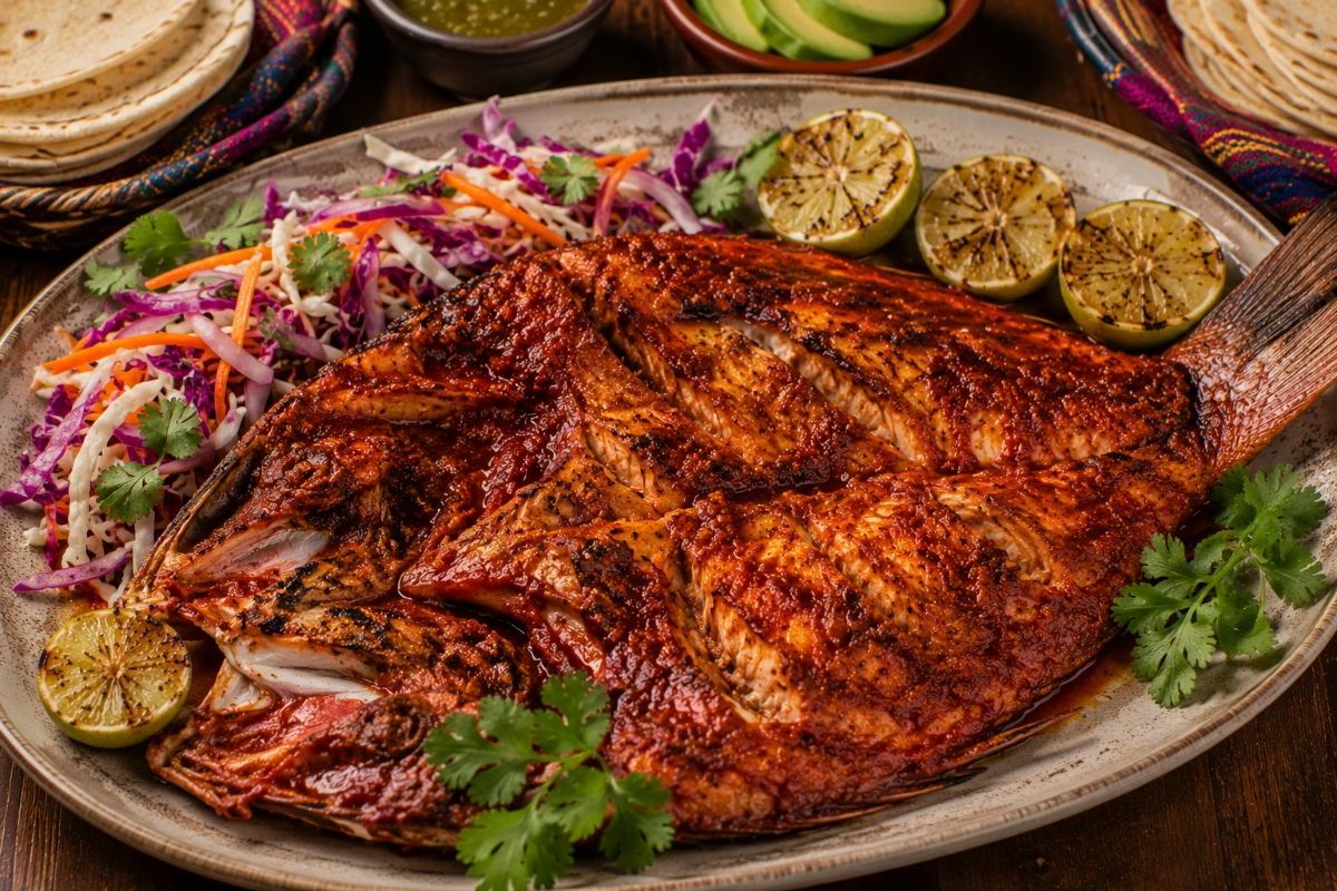 Pescado a la talla con adobo rojo
