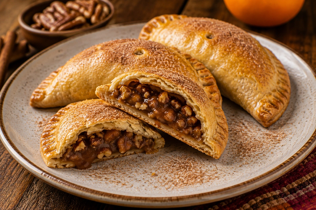 Empanadas horneadas de cajeta y nuez con masa de canela y naranja 15 Empanadas horneadas rellenas de cajeta y nuez