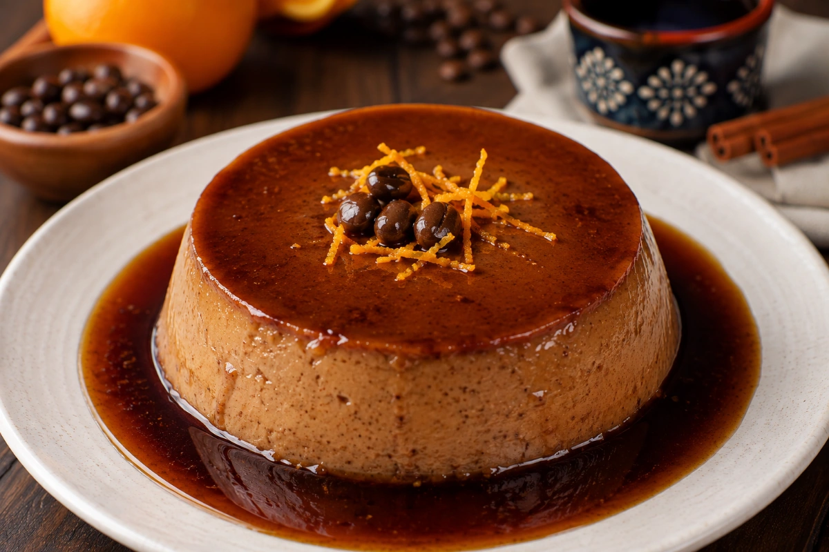 Flan de café de olla con caramelo de piloncillo y naranja 111 Flan de café de olla con caramelo de piloncillo y naranja