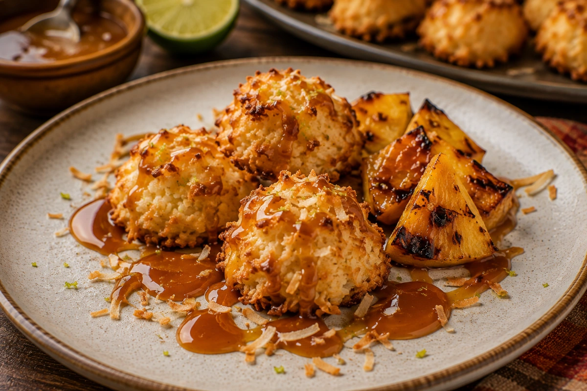 Cocadas horneadas de coco fresco con piña asada, limón y caramelo de mezcal 22 Cocadas horneadas con piña asada y caramelo de mezcal