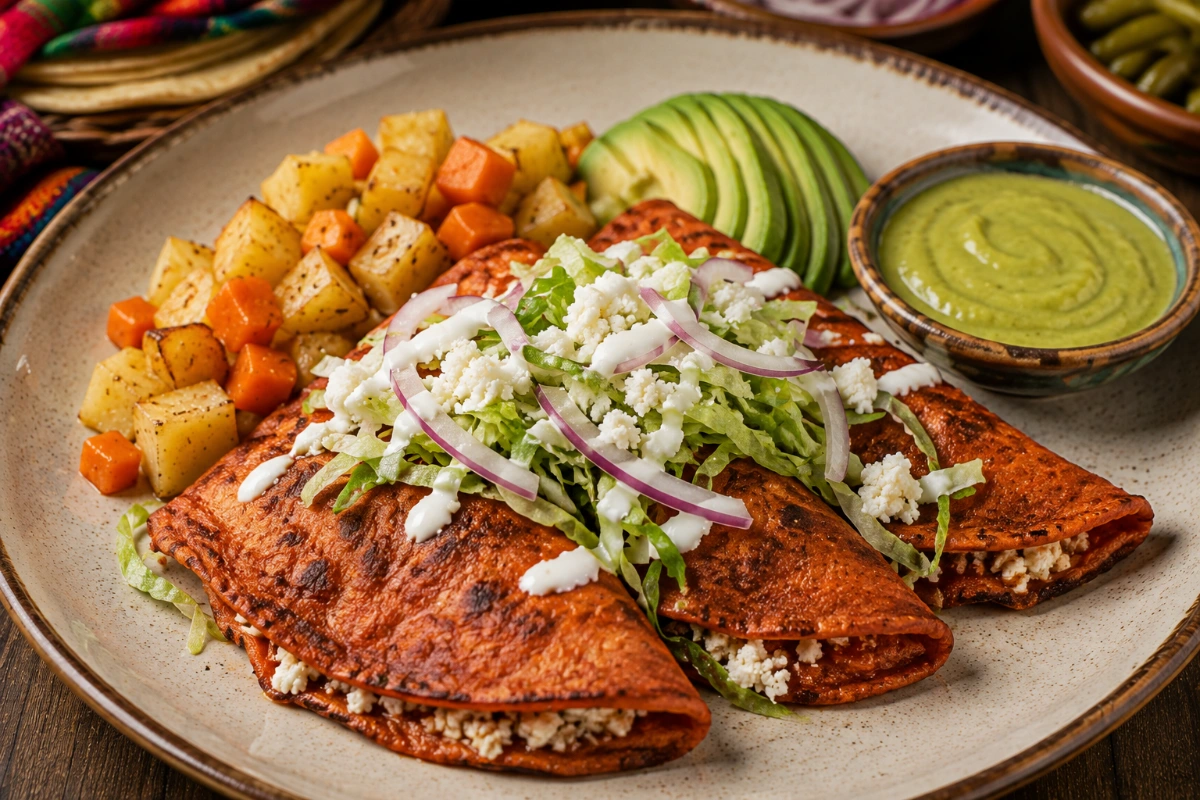 Enchiladas potosinas con papa, zanahoria y salsa de aguacate 36 Enchiladas potosinas con papas