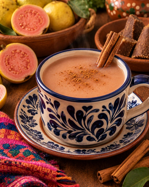 Atole de guayaba con piloncillo y canela