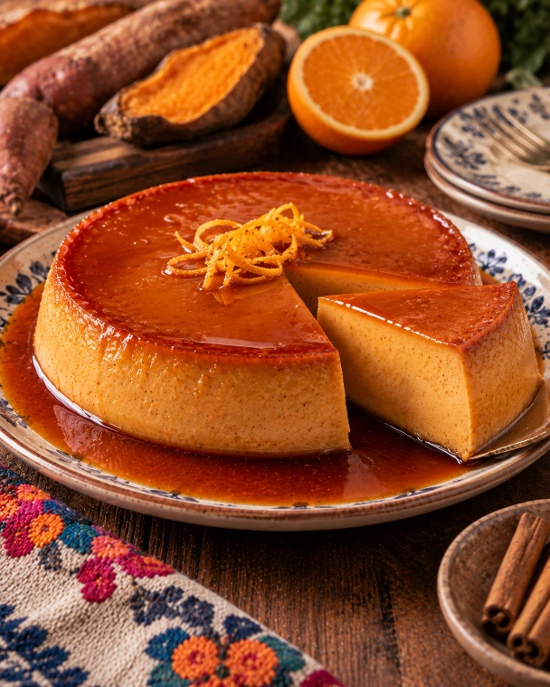 Flan de camote y naranja