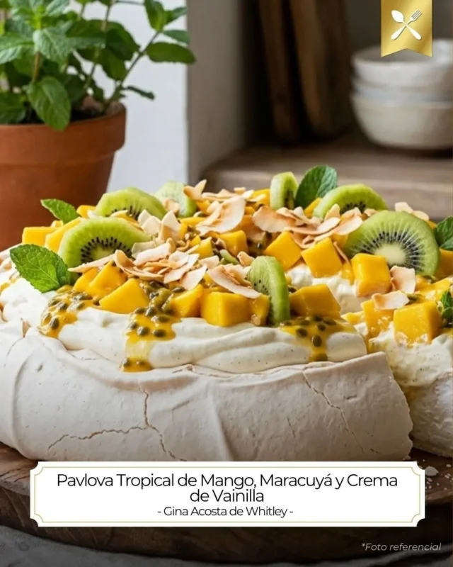 A little piece of tropical paradise in every bite! 🏝️🥭 pavlovaToday we prepare a dessert that is pure elegance and freshness: Tropical Pavlova with mango, passion fruit, and vanilla cream.The charm of pavlova lies in its magical texture: a meringue base crispy on the outside and soft like a marshmallow on the inside. On top, we place a cloud of vanilla whipped cream and crown it with the acidic and sweet explosion of fresh passion fruit, slices of juicy mango, and the crunchy touch of toasted coconut. It's the perfect balance of textures, sweetness, and acidity!👇 What tropical fruit is your favorite to crown a dessert like this? I'll read you in the comments! 👇The table is set, only you are missing.