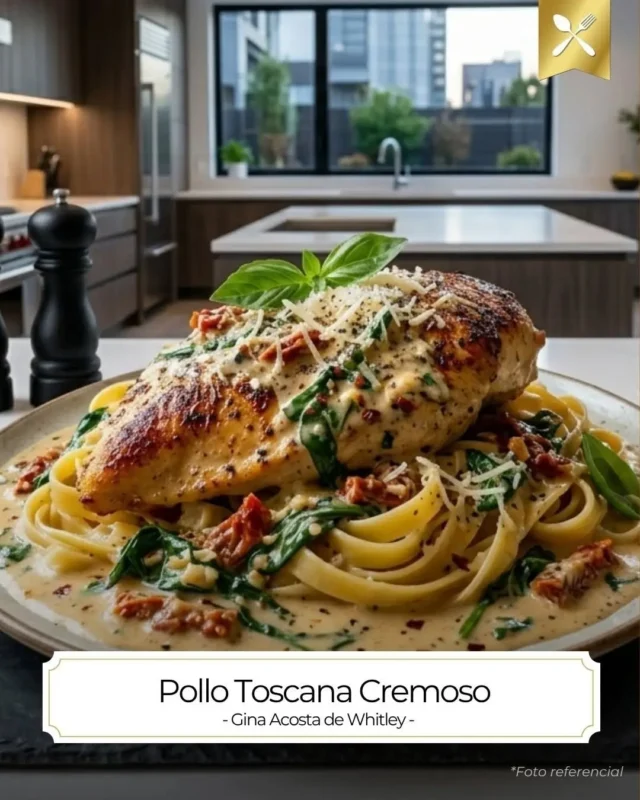 Hoy preparamos un espectacular Pollo Toscana Cremoso, una receta que parece de restaurante italiano pero que puedes hacer en casa en solo unos minutos.La magia de este plato está en la salsa: una combinación sedosa de crema para batir, mucho queso parmesano, espinacas frescas y la explosión intensa de sabor que aportan los tomates deshidratados. Sumergimos las pechugas sazonadas en esta delicia y dejamos que todo se fusione. ¡Queda jugoso, suave y con un sabor increíble!👇 ¿Con qué te gustaría acompañar esta joya: pasta fettuccine, puré de papa o arroz blanco? ¡Cuéntame en los comentarios! 👇La mesa está puesta, solo me faltas tú.
