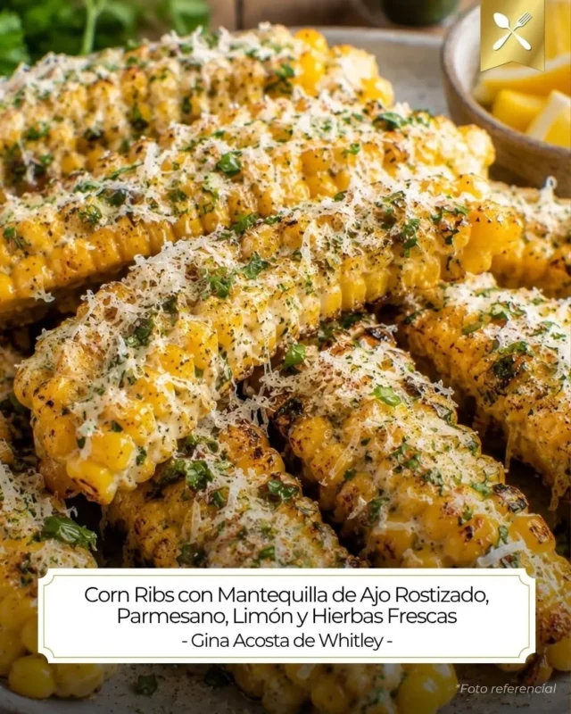 El secreto de unas corn ribs increíbles no es solo la mantequilla, ¡sino el ajo rostizado! 🤤🔥La botana definitiva: tiras de elote doraditas y curvadas, untadas mientras aún están hirviendo con una mantequilla sedosa de ajo caramelizado, queso parmesano y hierbas frescas con ese toque cítrico delicioso.👇 ¿Te atreves a cortarlas tú mismo en casa o prefieres prepararlas en freidora de aire? ¡Cuéntame en los comentarios y corre al enlace de mi biografía para la receta completa!La mesa está puesta, solo me faltas tú. ❤️